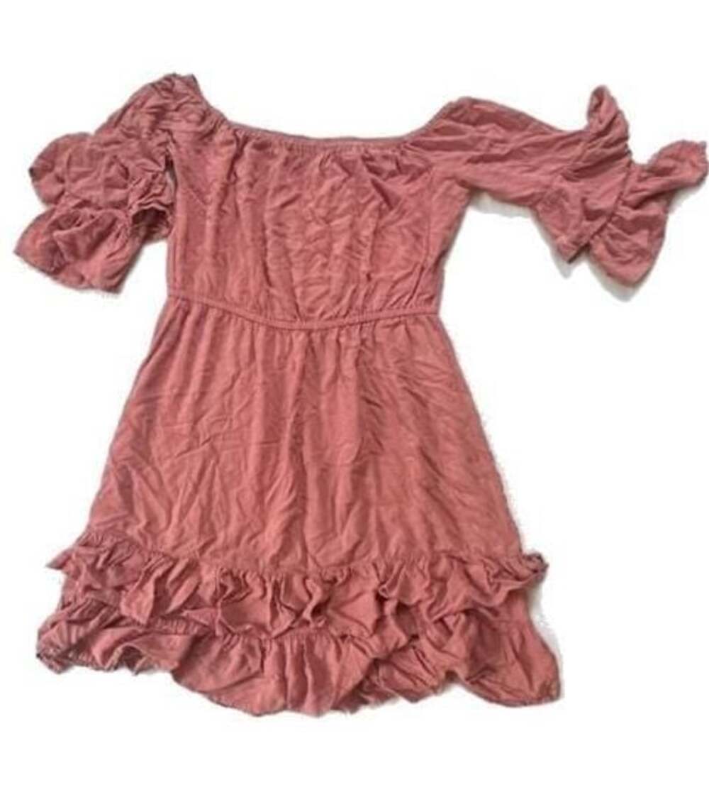 Hype Women's Off-Shoulder Ruffle Mini Dress in Rose